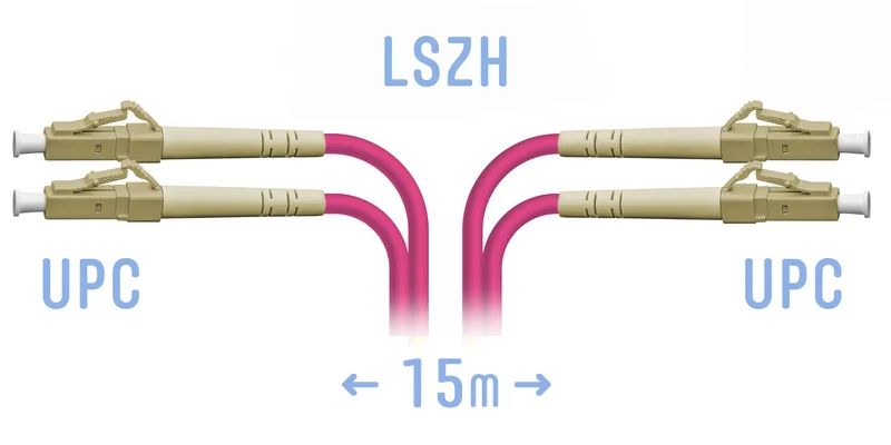 Патч-корд оптический  SNR-PC-LC/UPC-MM4-DPX-15m