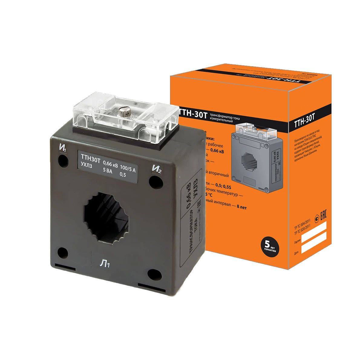 Трансформатор тока ТТН 30T/150/5- 5VA/0.5-Р TDM 136145