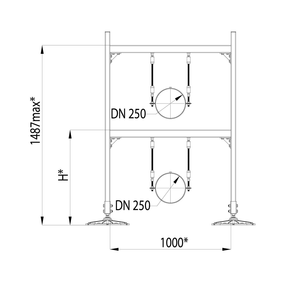 Опорная конструкция KM-TR-F-SSfTHP-DN250-2 TR0079