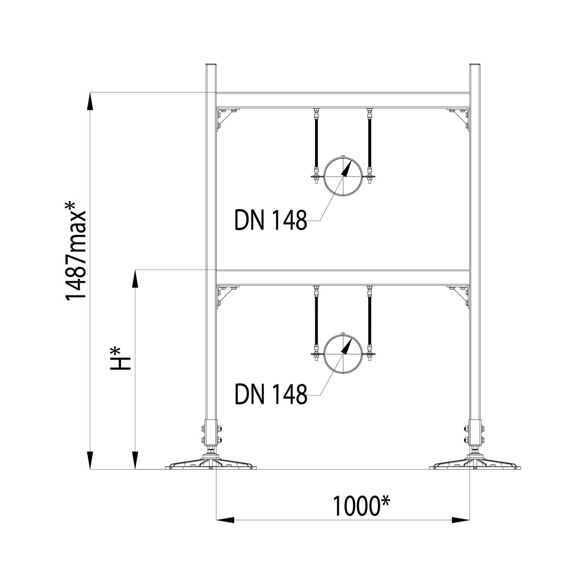 Опорная конструкция KM-TR-F-SSfTHP-DN150-2 HD TR0278