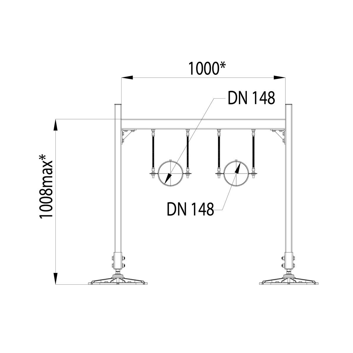 Опорная конструкция KM-TR-F-SSfTHP-DN150 TR0076