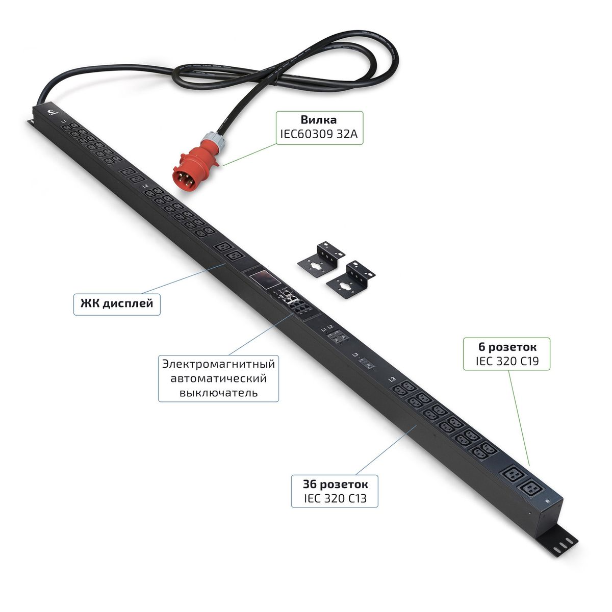Блок розеток SMART-PDU-32-3P-36C13-6C19-I309-M 12598c
