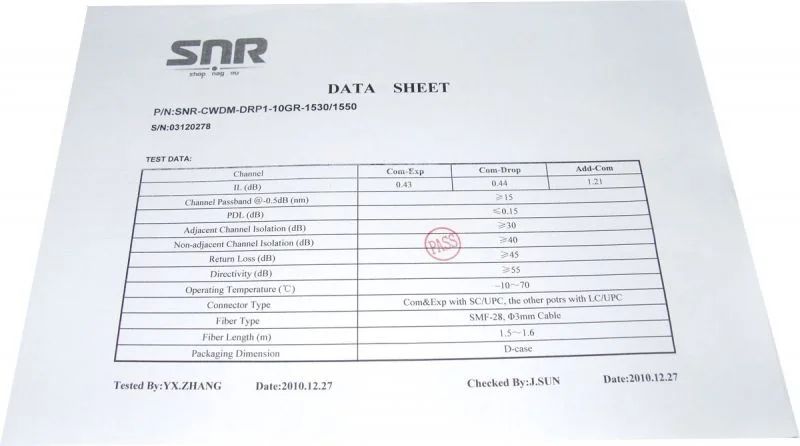 Модуль оптический  SNR-CWDM-DRP1-10GR-1530/1550