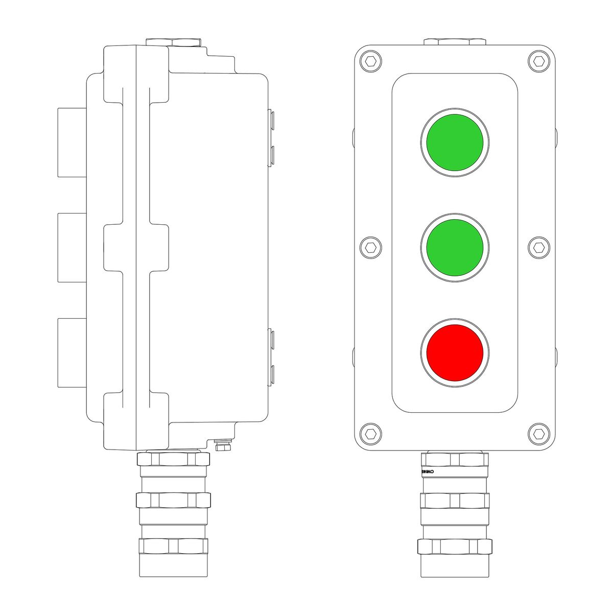 Пост управления LCSD-03-B-MB-P1G(11)x1-P1G(11)x1-P1R(11)x1-PBMB-KA2MHK LCSD21000103