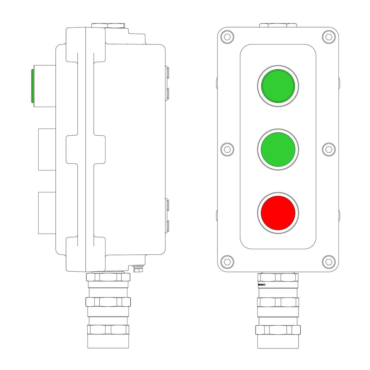 Пост управления LCSD-03-B-MB-L1G(220)x1-P1G(11)x1-P1R(11)x1-PBMB-KA2MHK LCSD21000107