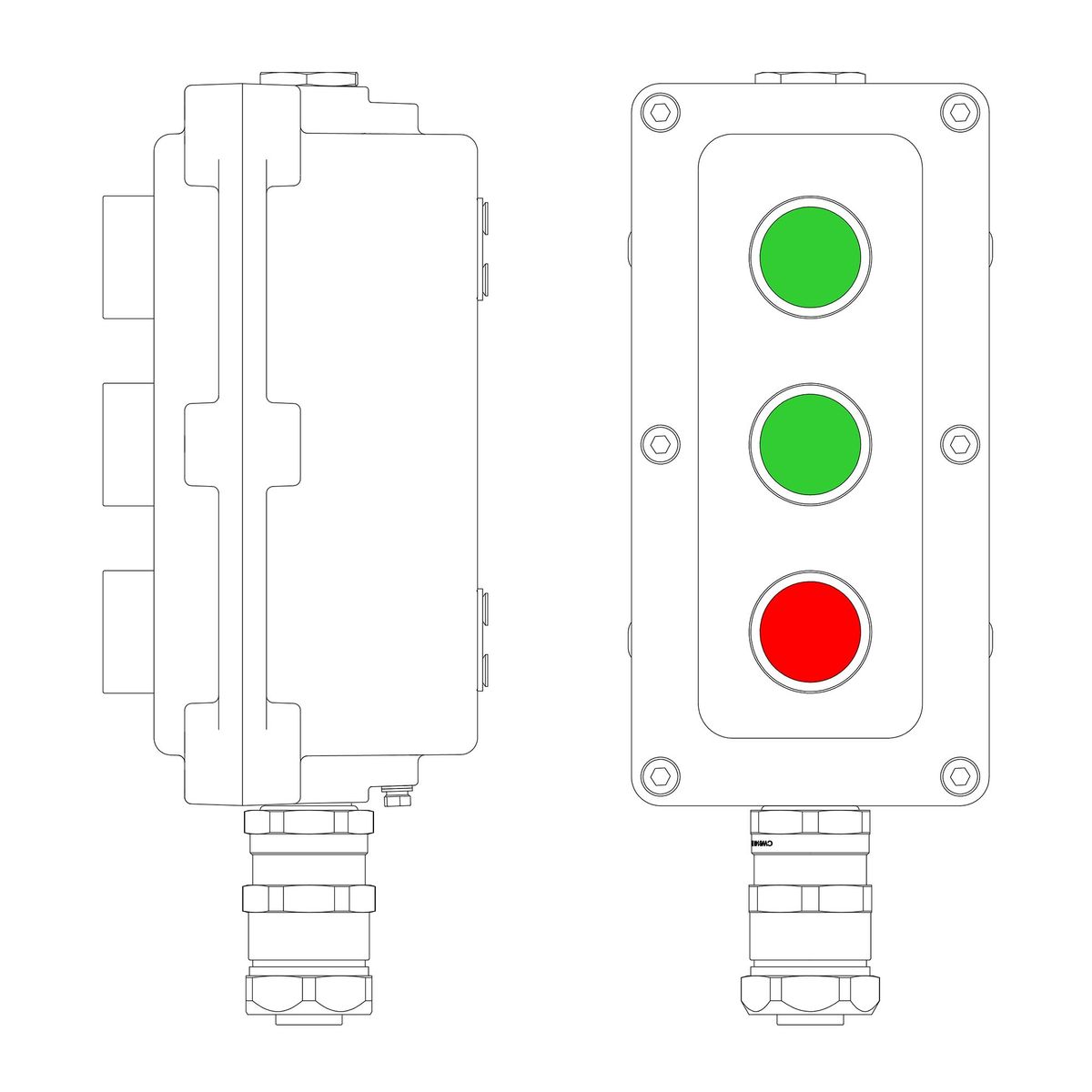 Пост управления LCSD-03-B-MC-P1G(11)x1-P1G(11)x1-P1R(11)x1-PCMB-KAEPM3MHK-26 LCSD21000120