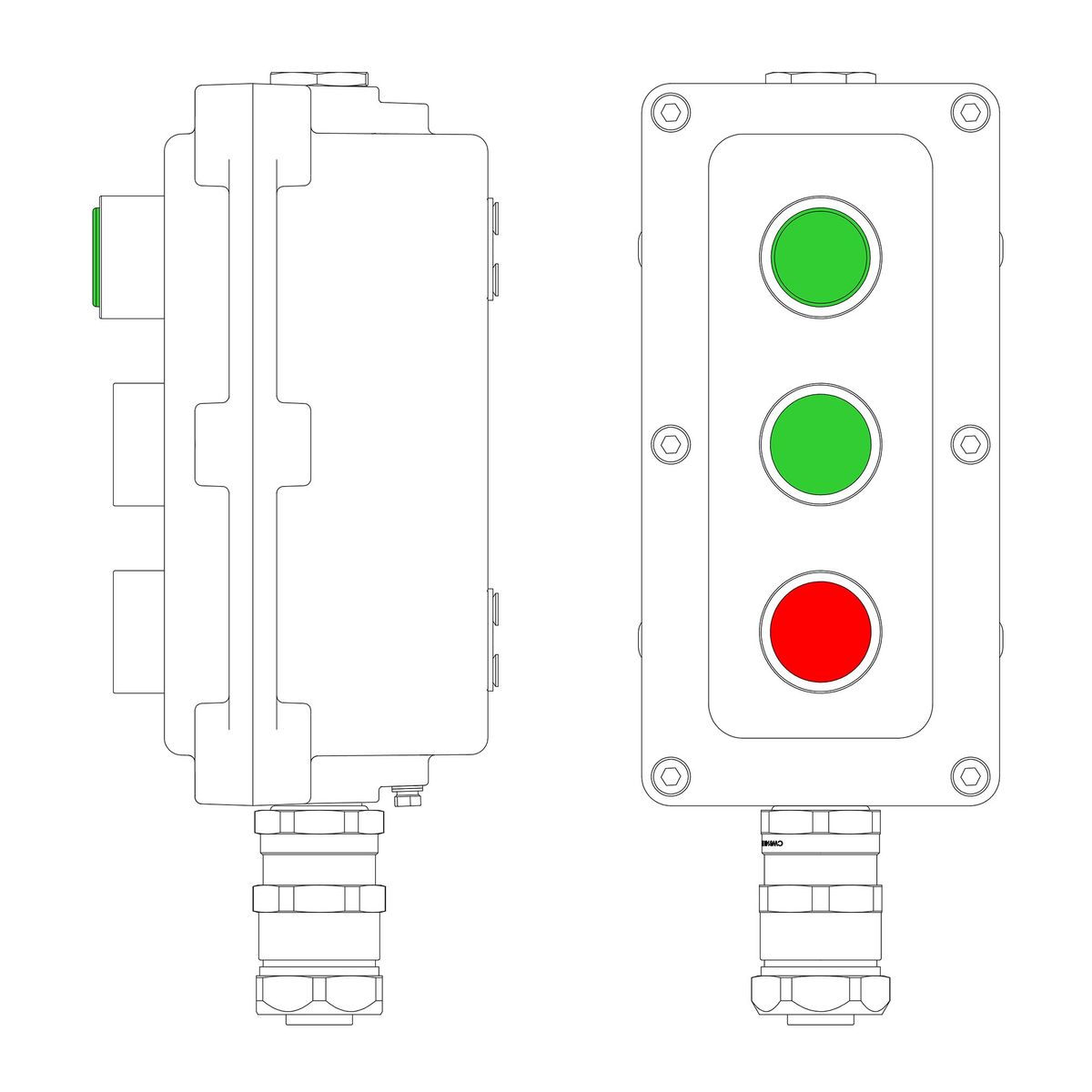 Пост управления LCSD-03-B-MC-L1G(220)x1-P1G(11)x1-P1R(11)x1-PCMB-KAEPM3MHK-26 LCSD21000128