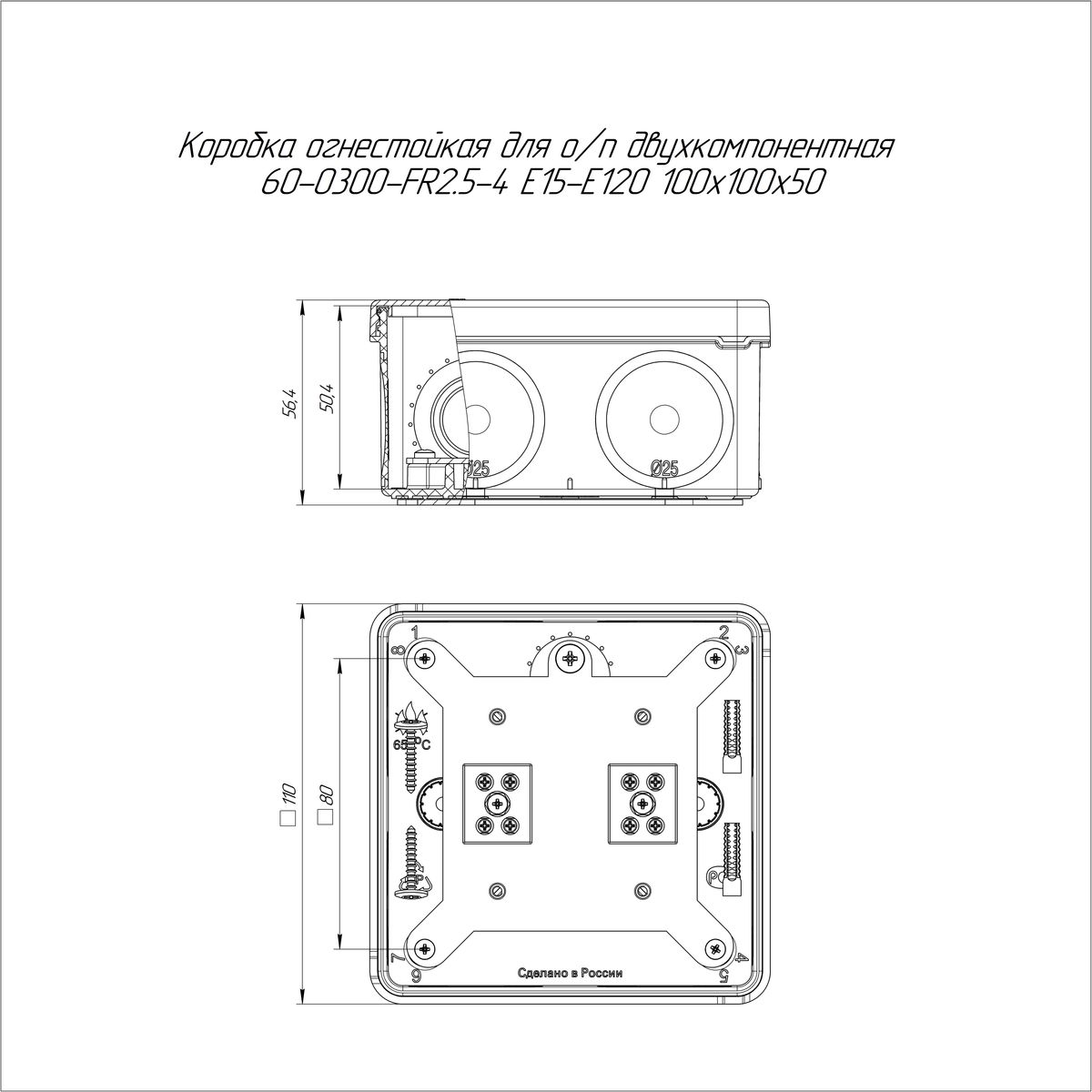 Коробка монтажная  60-0300-9005-FR2.5-4