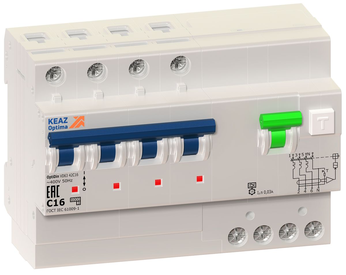 Выключатель автоматический дифференциальный OptiDin VD63-42D10-A-УХЛ4 338373