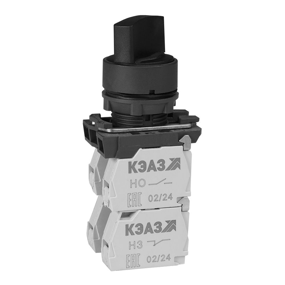 Переключатель КПЕ2511Р-черный-1но+1нз-руч кА-фикс-3поз-IP54-КЭАЗ 354420